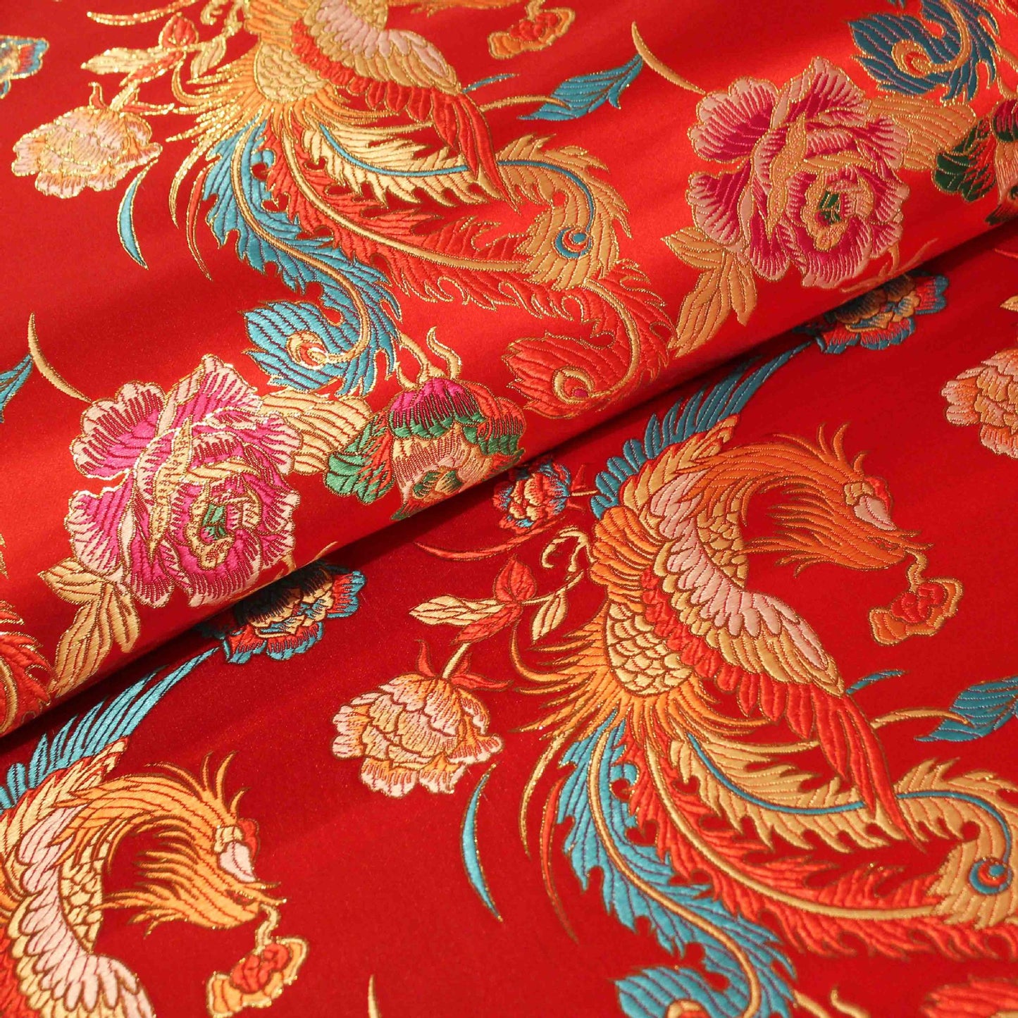 Chinese Wind Phoenix Dragon Embroidered Cheongsam Fabric