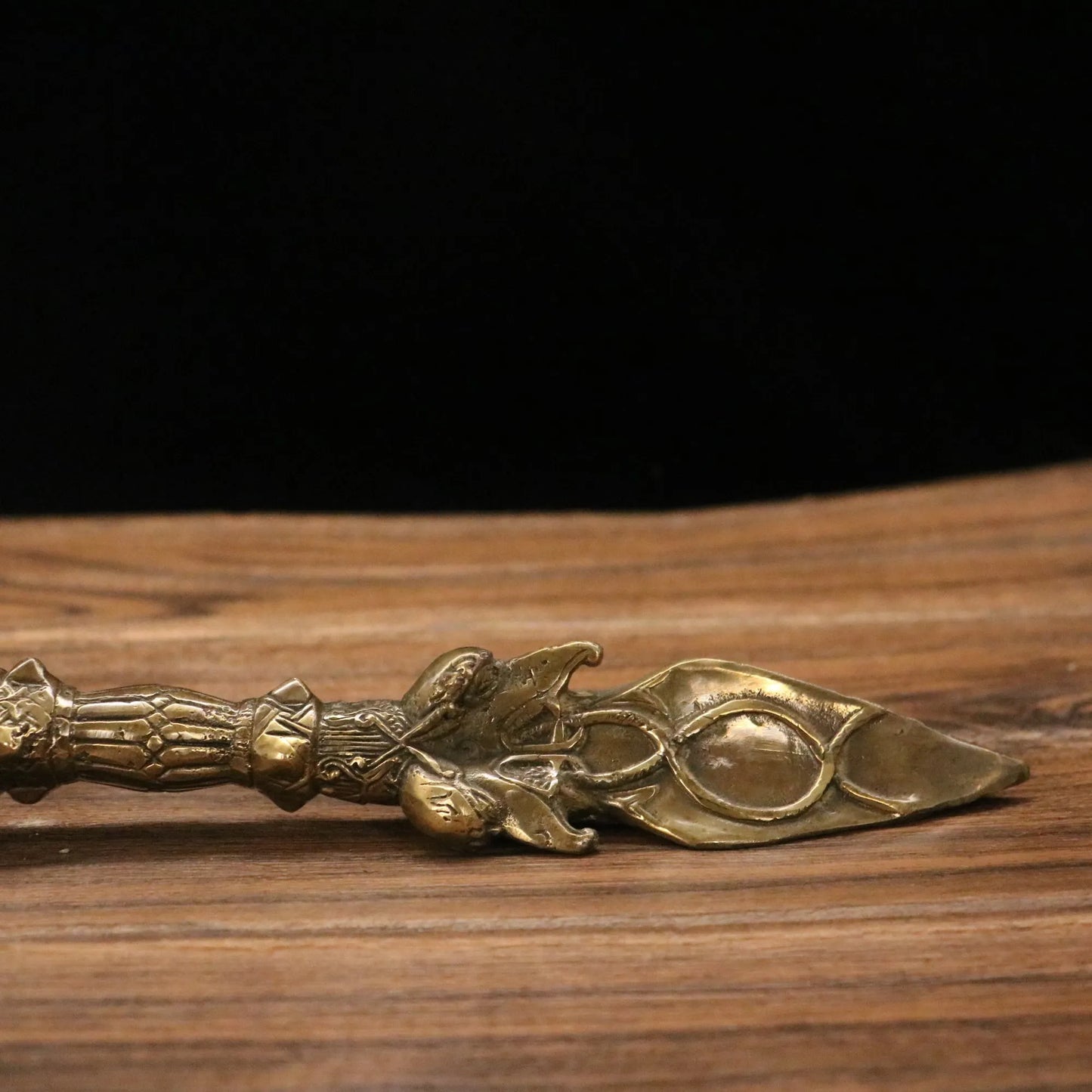14" Tibetan Temple Collection Old Bronze Hayagriva & Mahakala Vajra Phurpa