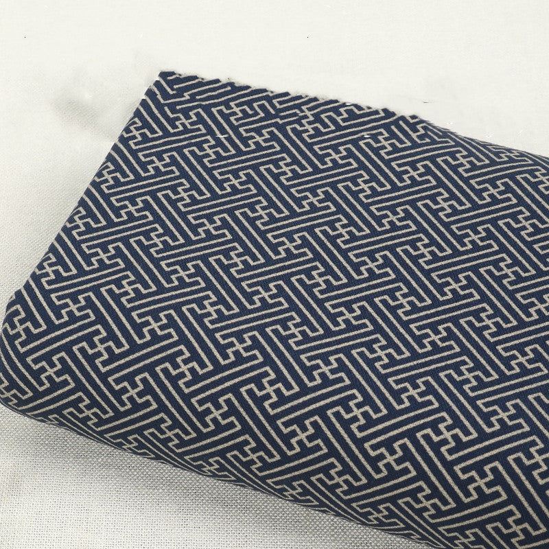 Chinese Dark Blue Cotton Linen Fabric