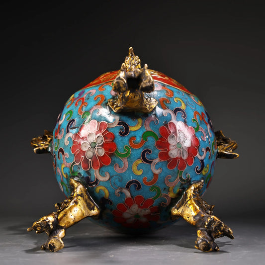 Chinese Dynasty Palace Cloisonne Gilded  Fengshui Wealth Bird Phoenix Incense Burner Censer