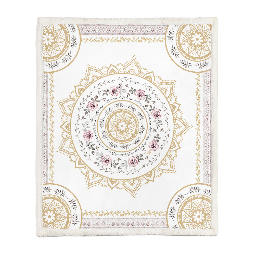 Chinese Floral Flannel Blanket – Soft Printed Throw in Multiple Sizes