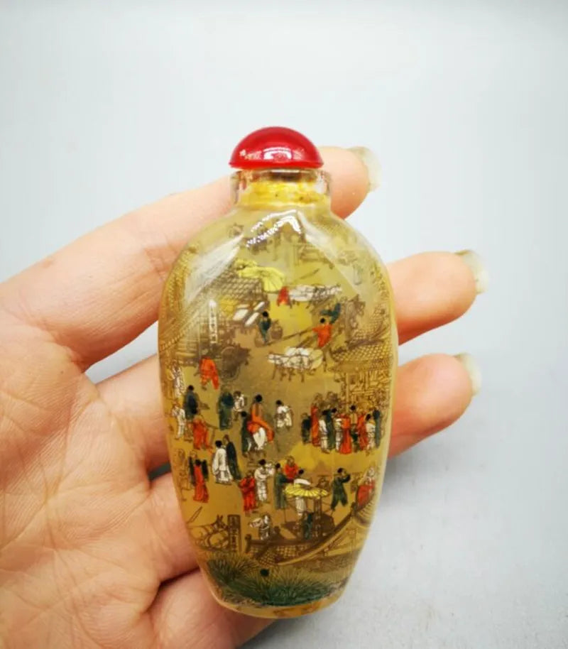 Innenbemalte Schnupftabakfläschchen zum Qingming-Fest – Vierteiliges Set mit Box