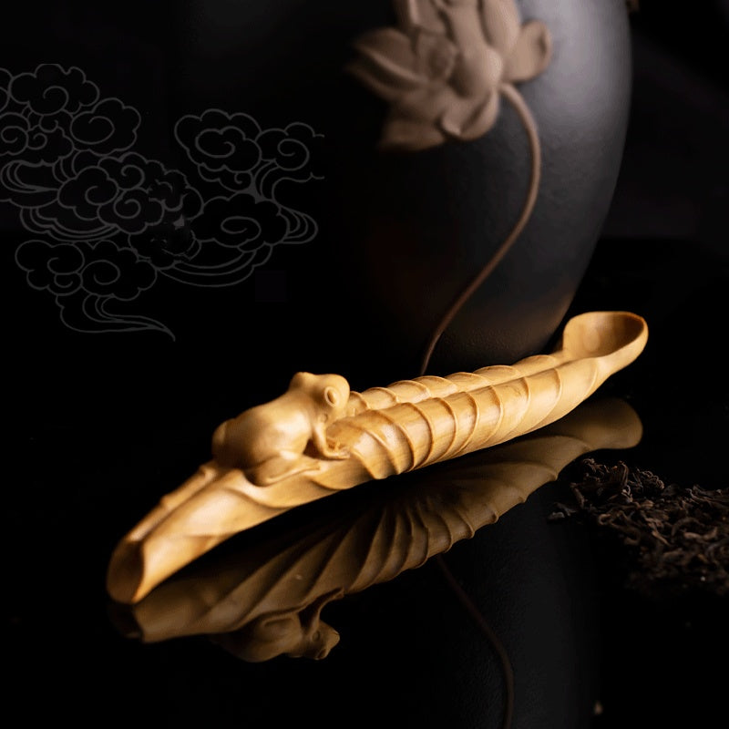 Yueqing Boxwood Carved Chinese Spoon for Tea