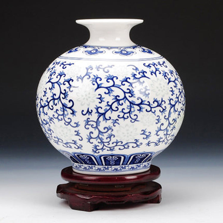 Chinese Decorative Ceramic Vase with Blue and White Flowers or Branches