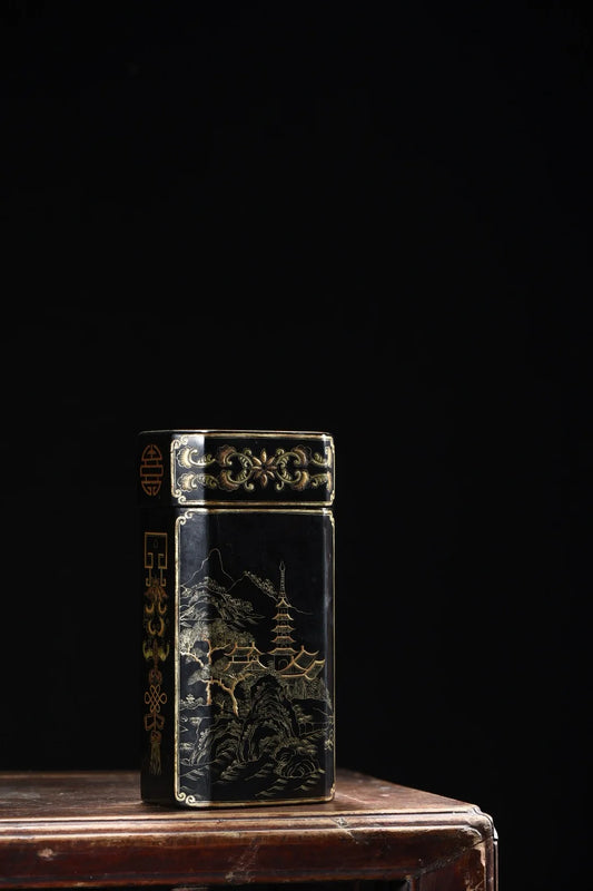 Nepalesische Lackwaren-Teedose – Asiatische Wohndekoration Reichtums-Ornament