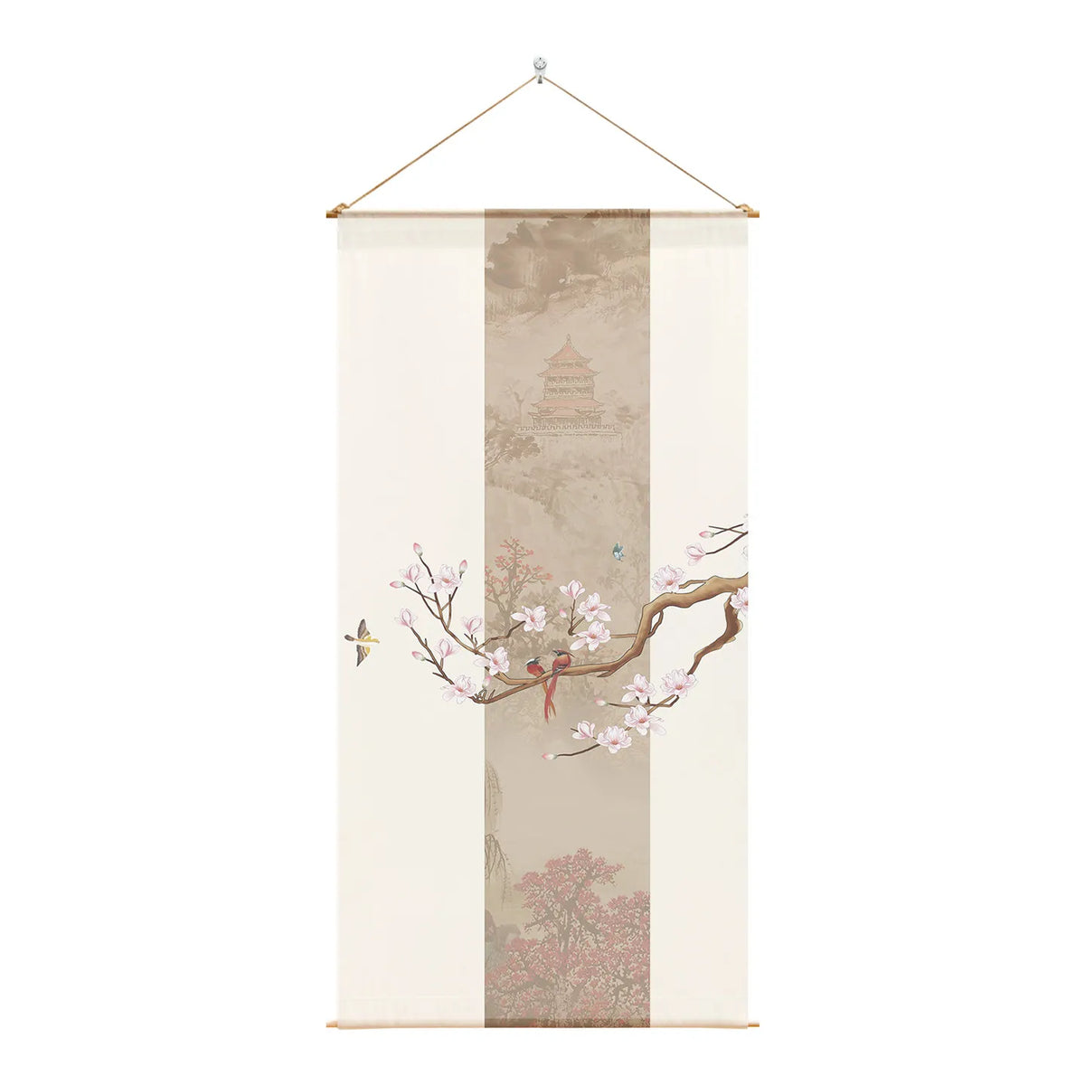 Japanese Zen Sheer Gauze Hanging Room Divider | Tea Room & Meditation Drape