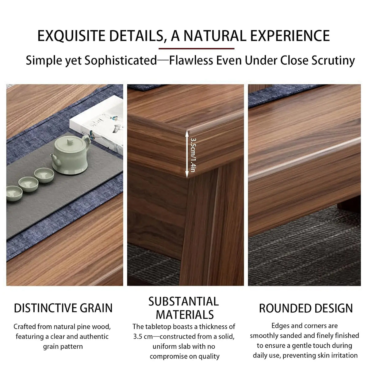 Solid Wood Japanese Chabudai Floor Table | Low Tatami Dining & Tea Table
