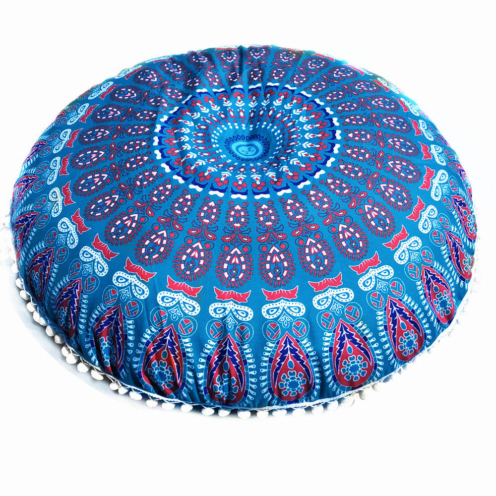Chinese Boho Lotus Round Throw Pillow Floor Cushion
