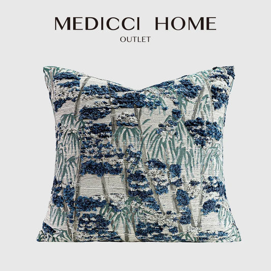 Oriental Ancient Indigo Hand-Tufted Cushion Cover – Jungle Throw Pillowcase