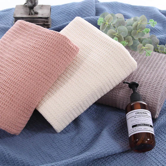 Japanese Pure Cotton Waffle Weave Blanket – Breathable Summer Towel Quilt & Sofa Throw
