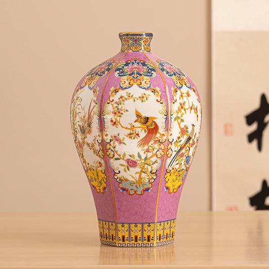 Elegante Emaille-Porzellanvase im königlichen Hofstil