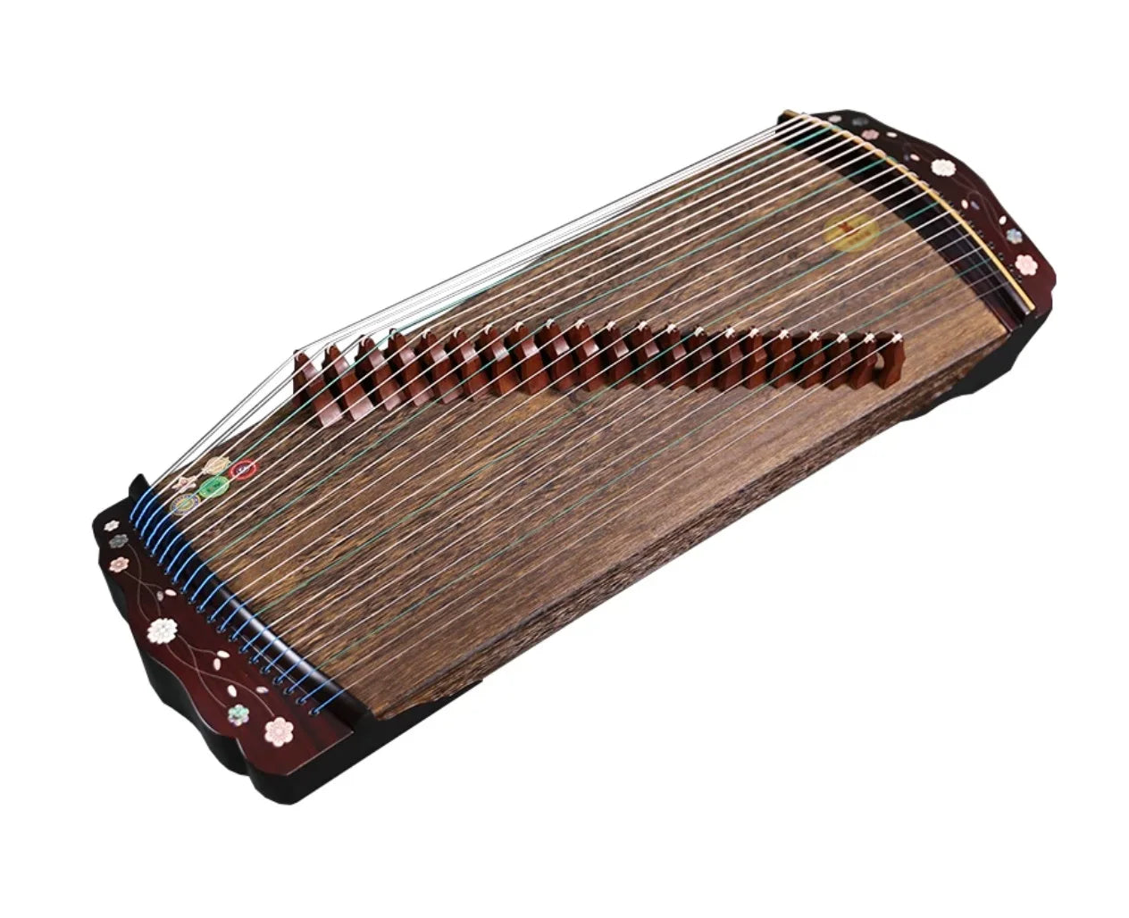 Portable Mini Guzheng 88cm 21 Strings, Mother-of-Pearl Inlay Traditional Chinese String Instrument