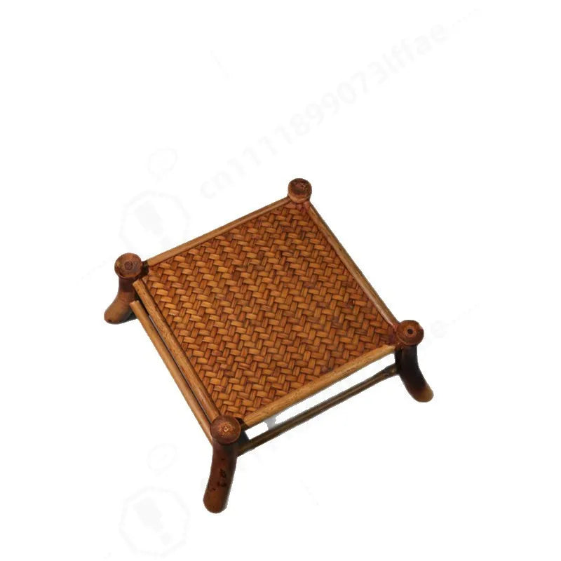 Handmade Meilu Bamboo Flower Stand & Woven Mat Display Rack