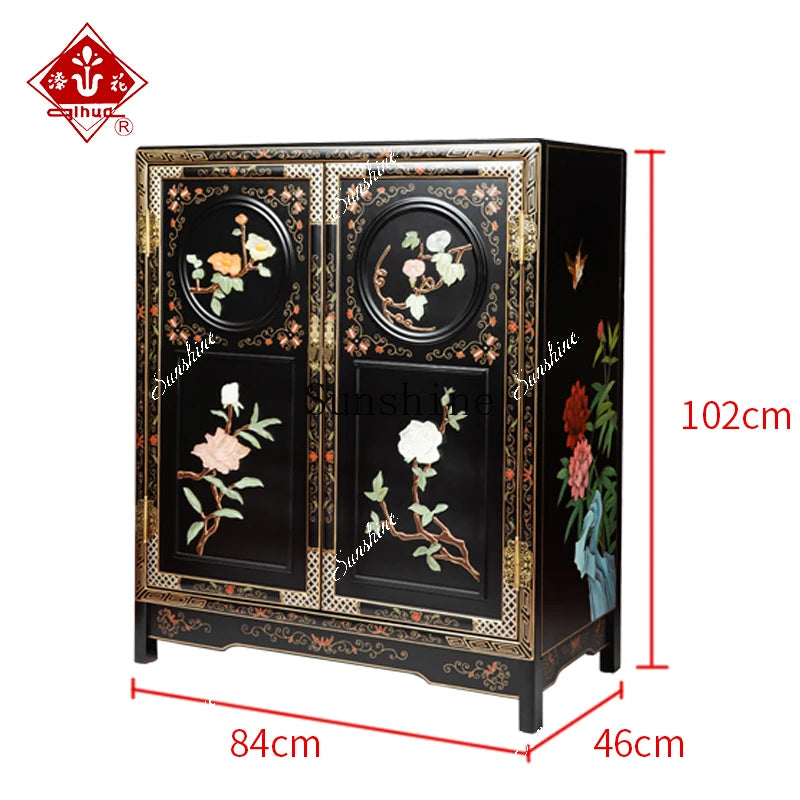 New Chinese Classical Mahogany Door Cabinet – Antique Style Storage Credenza
