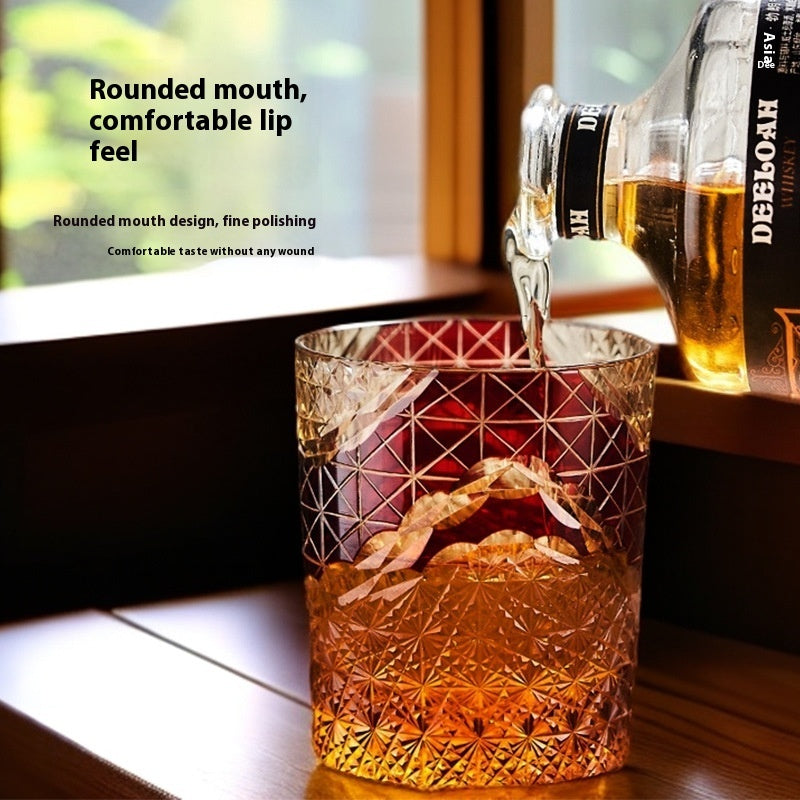 Edo Kiriko Japanese Handmade Cut Glass Cup, Single or Set of 4