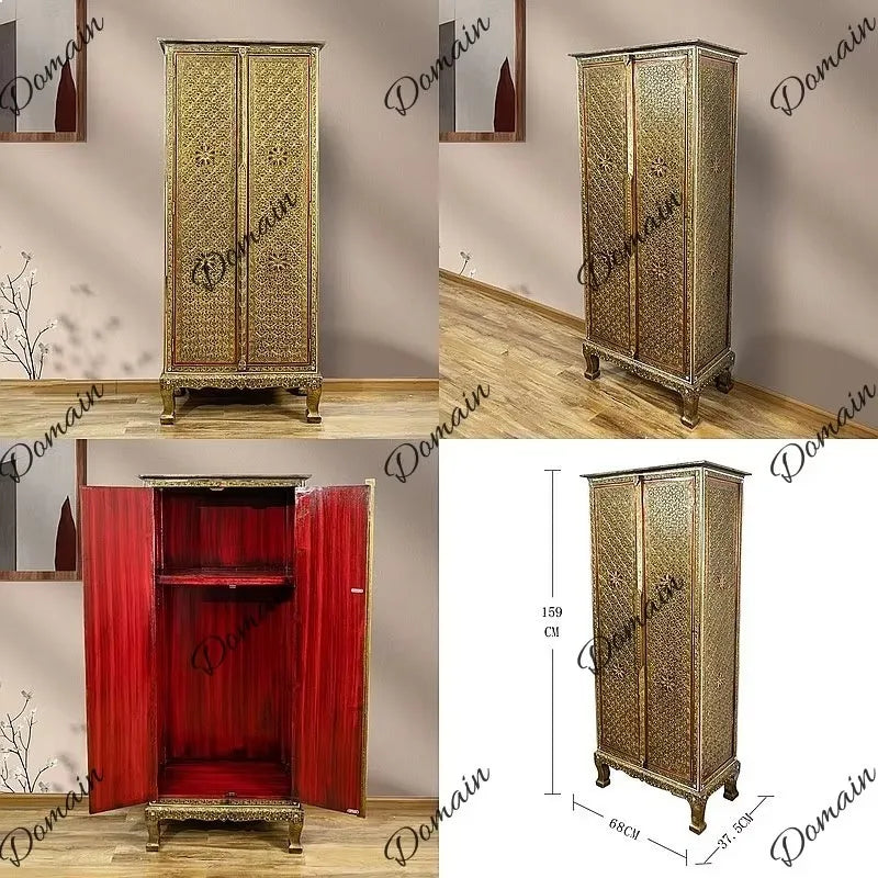 Thai Solid Wood Entryway Cabinet Vintage Zen Storage Console Table Southeast Asian Style Furniture