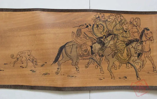 Rare Antique Qing Dynasty Scroll Painting – Hand-Carved Details & Auspicious Motifs