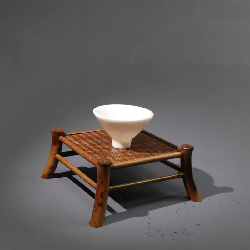 Handmade Meilu Bamboo Flower Stand & Woven Mat Display Rack