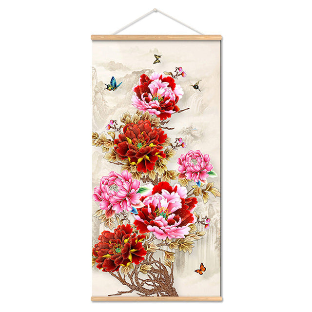 Flower Art Scroll Wall Mural