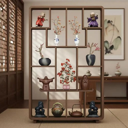 Wall or Floor Solid Wood Duobao Bogu Shelf | Curio Display Rack