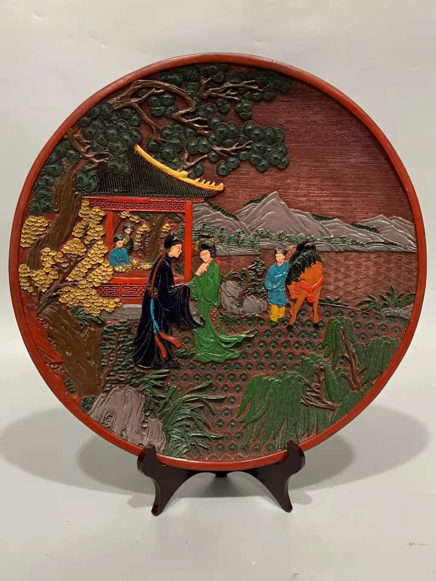Rare Qing Dynasty Vintage Lacquerware Plate, Dating for Men and Women