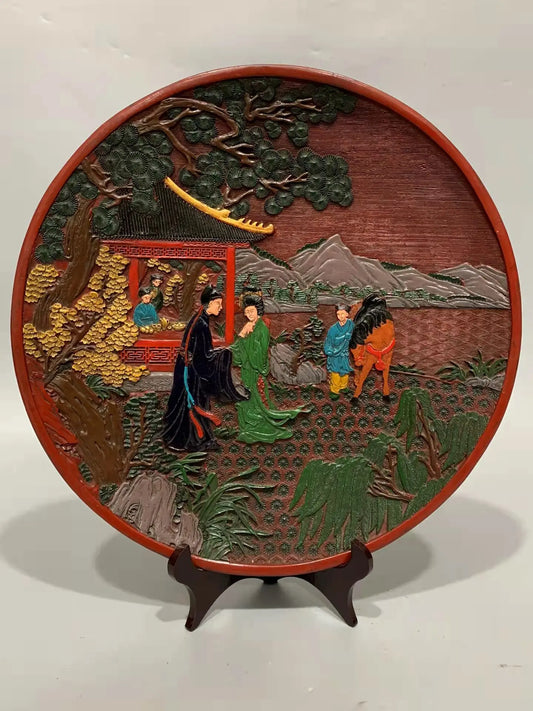Rare Qing Dynasty Vintage Lacquerware Plate, Dating for Men and Women