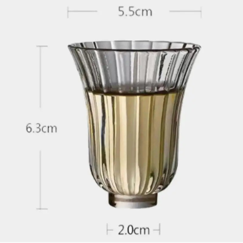 50ml Japanese Floral Glass Teacup – Heat-Resistant Gongfu Tasting Cup