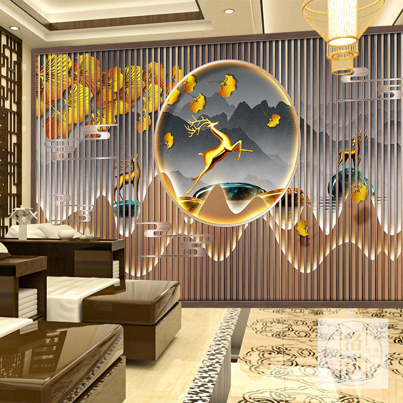 Luxury Chinese Silk Cloth Office Wallpaper Mock Partition
