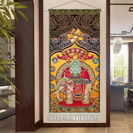 Thai Zen Elephant Soft Fabric Hanging Painting Corridor Decorative Painting Wall Hanging Cloth Living Room Mural Anime Poster