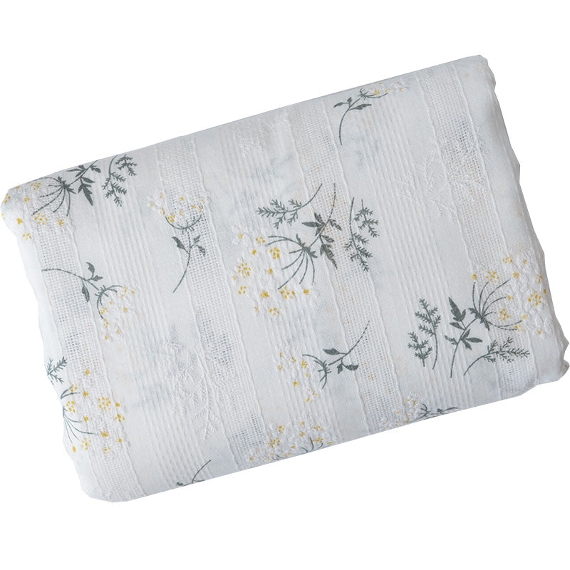 Japanese Small Floral Jacquard Embroidered Cotton Fabric