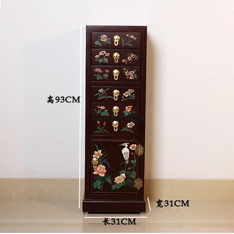 FG11New Chinese Style Six Drawers One Cabinet Simple Home Hallway Storage Light Luxury Modern Antique