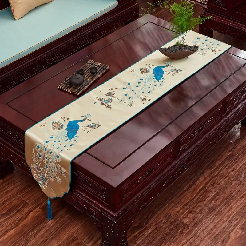 Modern New Chinese Long Table Runner – Minimalist Zen Tablecloth for Dining, Tea Tables & Entry Cabinets