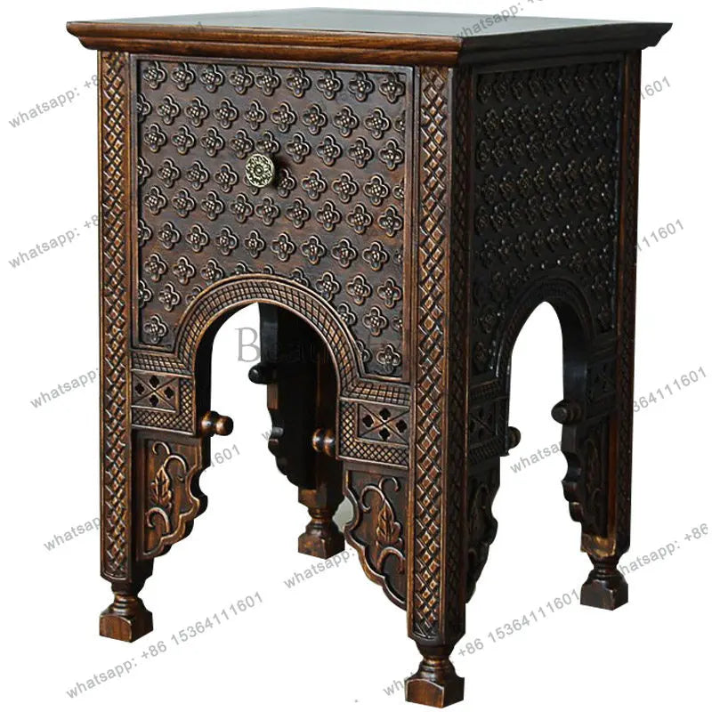 Southeast Asian style solid wood small bedside table furniture ST092 Thai Turkish wooden edge corner table