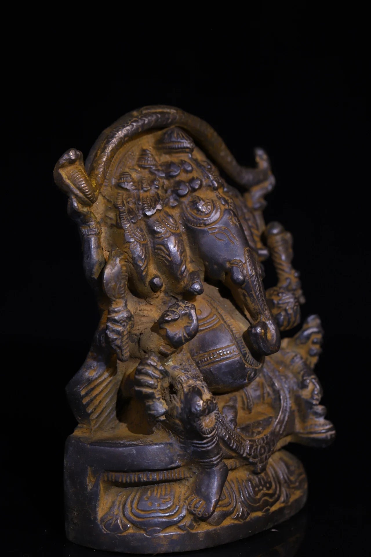 15 cm Bronze Cinnabar Fünfköpfige Ganesha – Tempel-Wohlstands-Gottheit