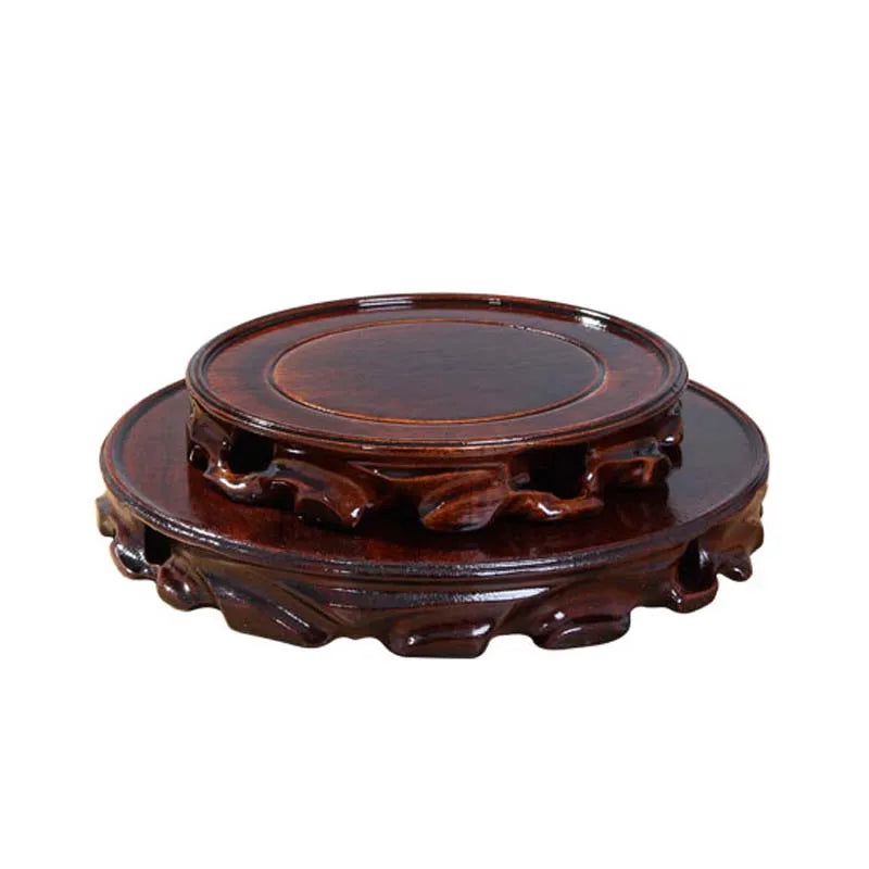 Retro Chinese Style 10-16cm Diameter Real Solid Wood Carving Imitation Old Round Base for Vase Teapot Statue Flowerpot