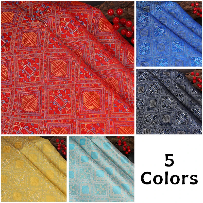 Chinese Style Jacquard Brocade Silk Satin Fabric for Ancient Costume Horse Face Skirt Tang Suit Han Suit DIY Sewing Cushion