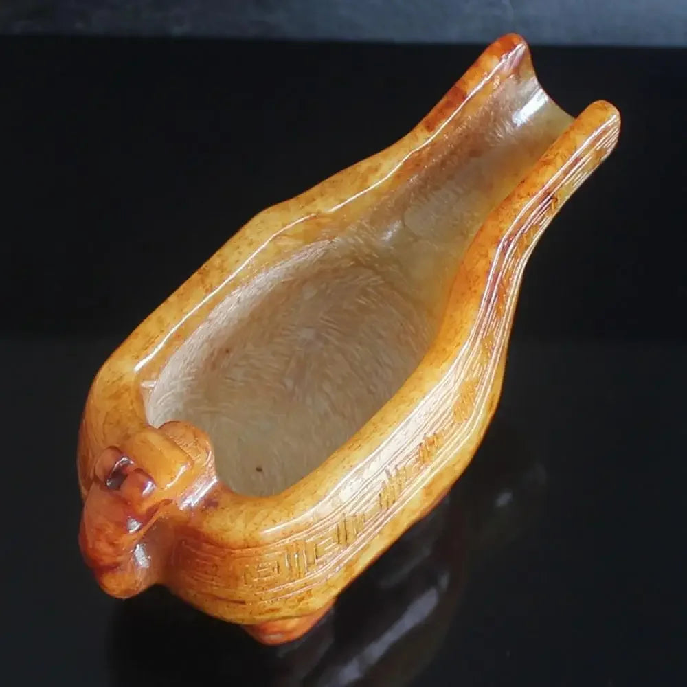 Chinese Antique Collectibles Chinese Old Jade Wine Glasses Decor  with Handle