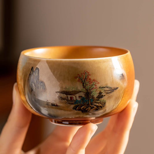 Traditional Chinese Porcelain Master Cup – Hand-Painted Landscapes