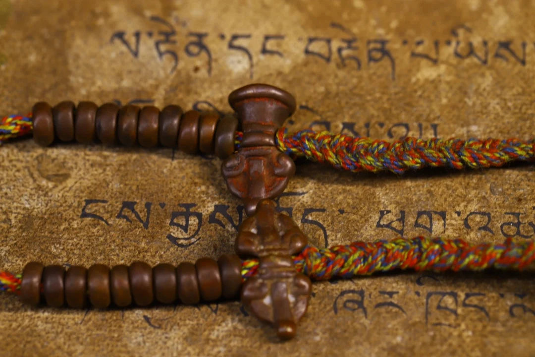 Tibetan Temple Bronze Buddha Beads Bracelet – Dharma Counter & Amulet (6")