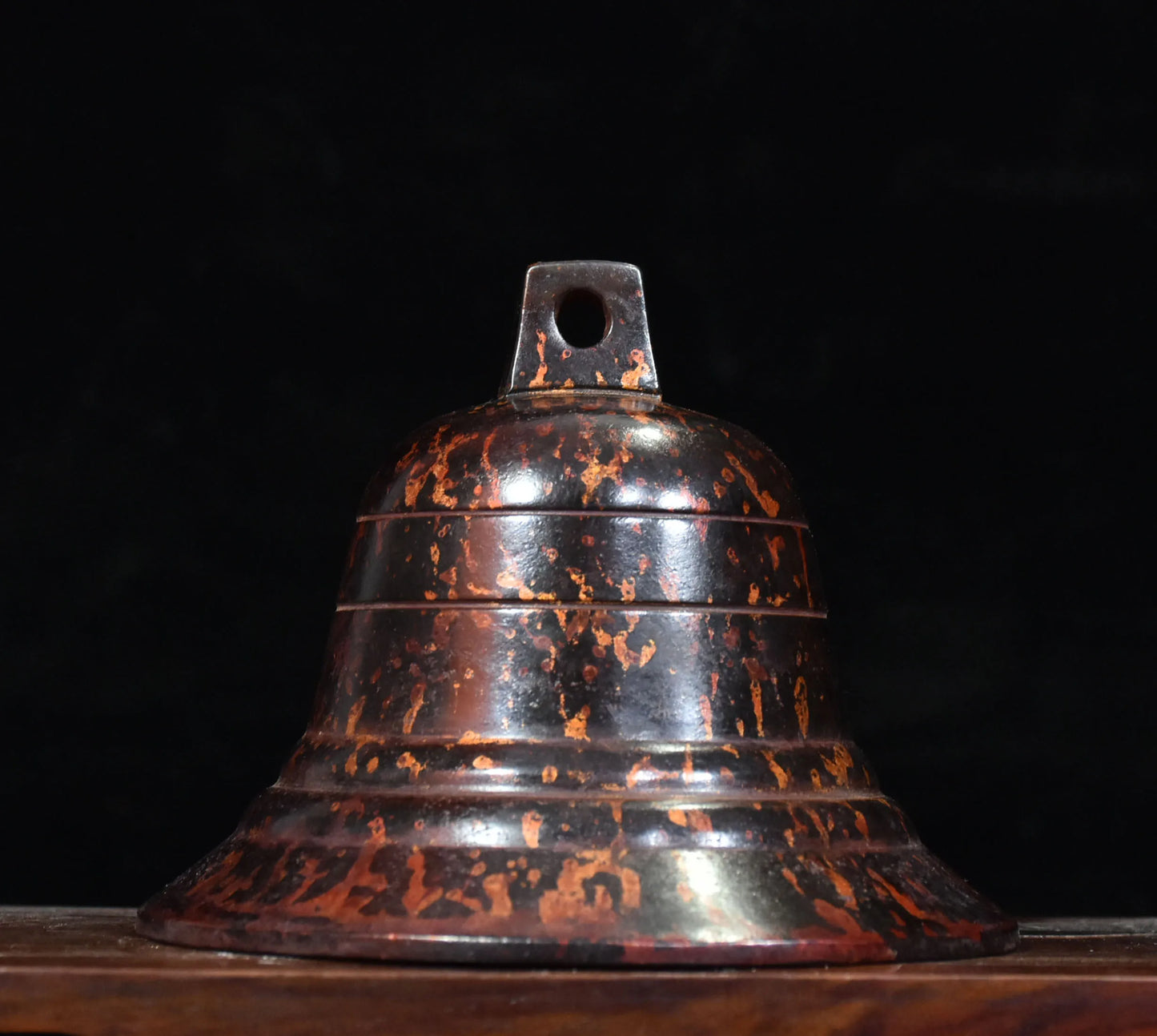 5"Temple Collection Old Bronze Cinnabar Mud gold Buddha Bell Hang the bell Tower shaped bell Worship Hall Town house Exorcism