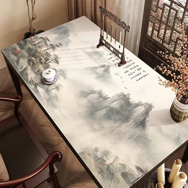 1pcs Landscape style calligraphy desk cushion tablecloth rectangular diatomaceous earth office desk desktop protective cushion