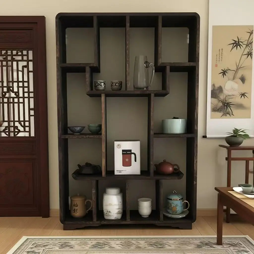 Wall or Floor Solid Wood Duobao Bogu Shelf | Curio Display Rack