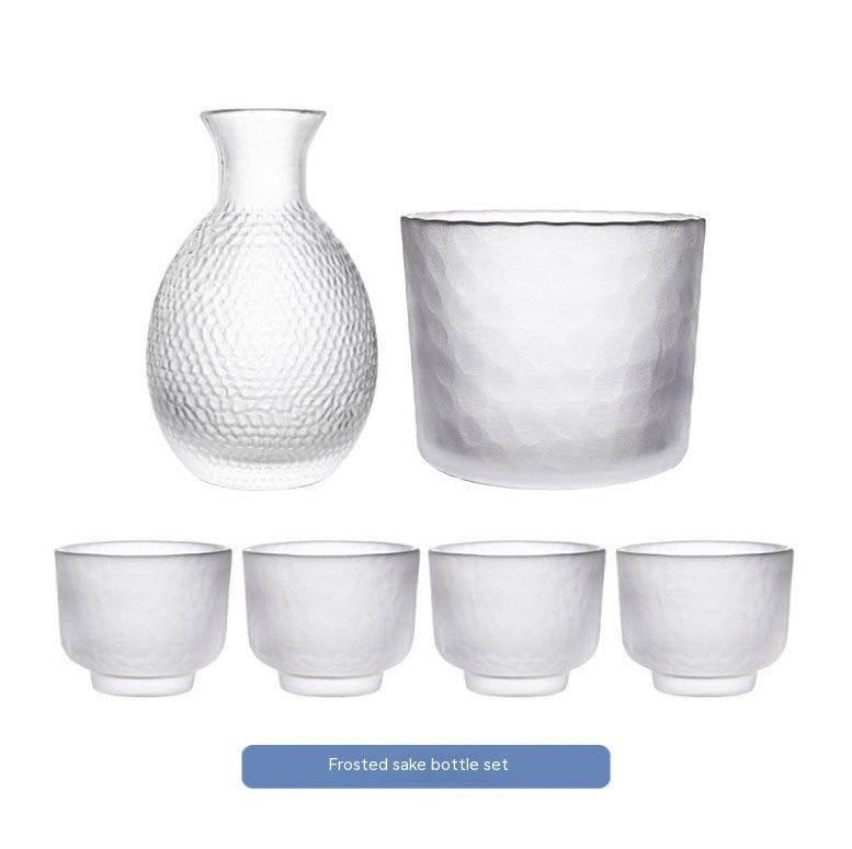 Japanese Style Hammered Glass Pattern 6-Piece Wine Set