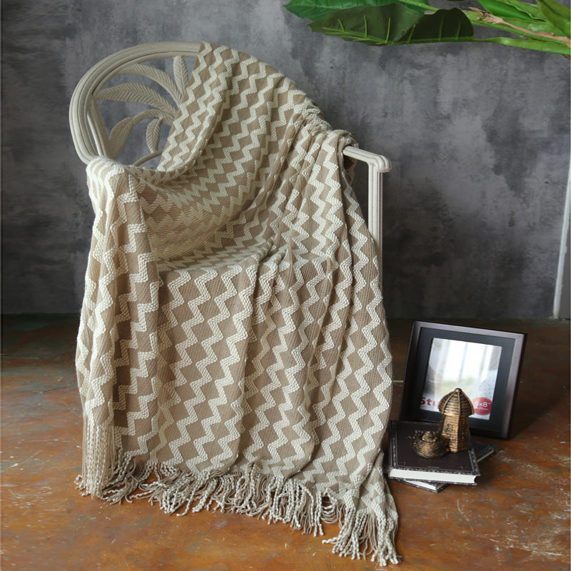 Knitted Wool and Chenille Blanket