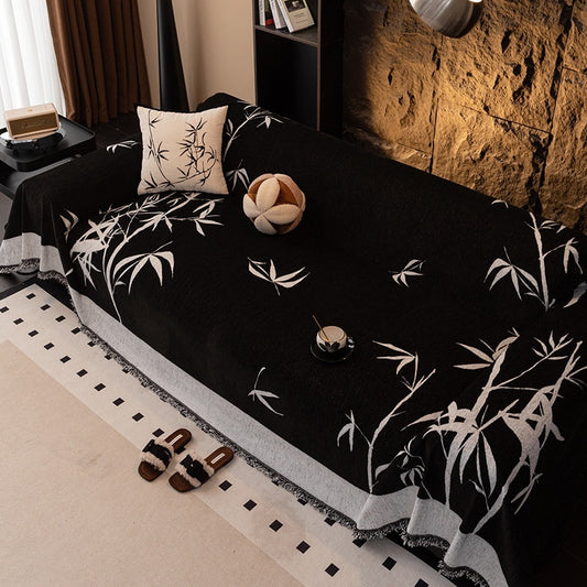 Modern Bamboo Pattern Chenille Sofa Throw Cover