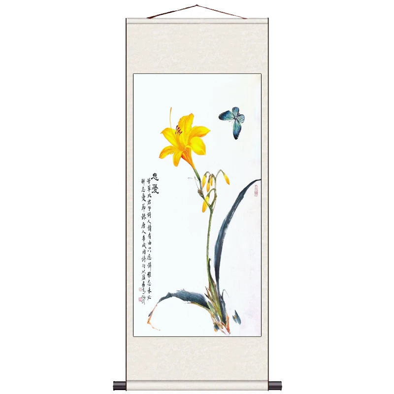 Peach Blossom Double Swallow Decorative Calligraphy and Painting Silk Gift Room Decor Aesthetic Wall Art Home Decor