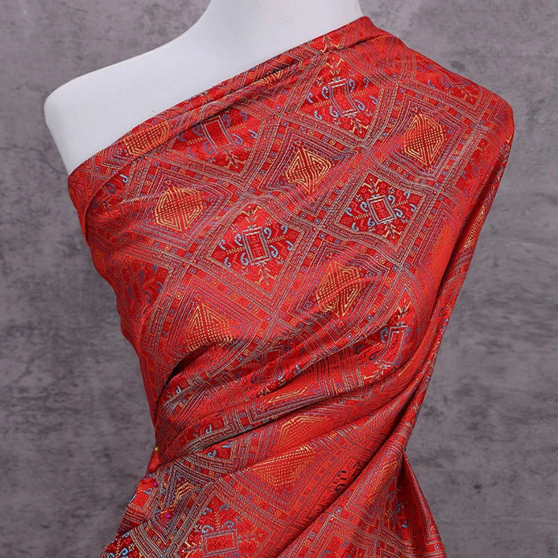 Chinese Style Jacquard Brocade Silk Satin Fabric for Ancient Costume Horse Face Skirt Tang Suit Han Suit DIY Sewing Cushion