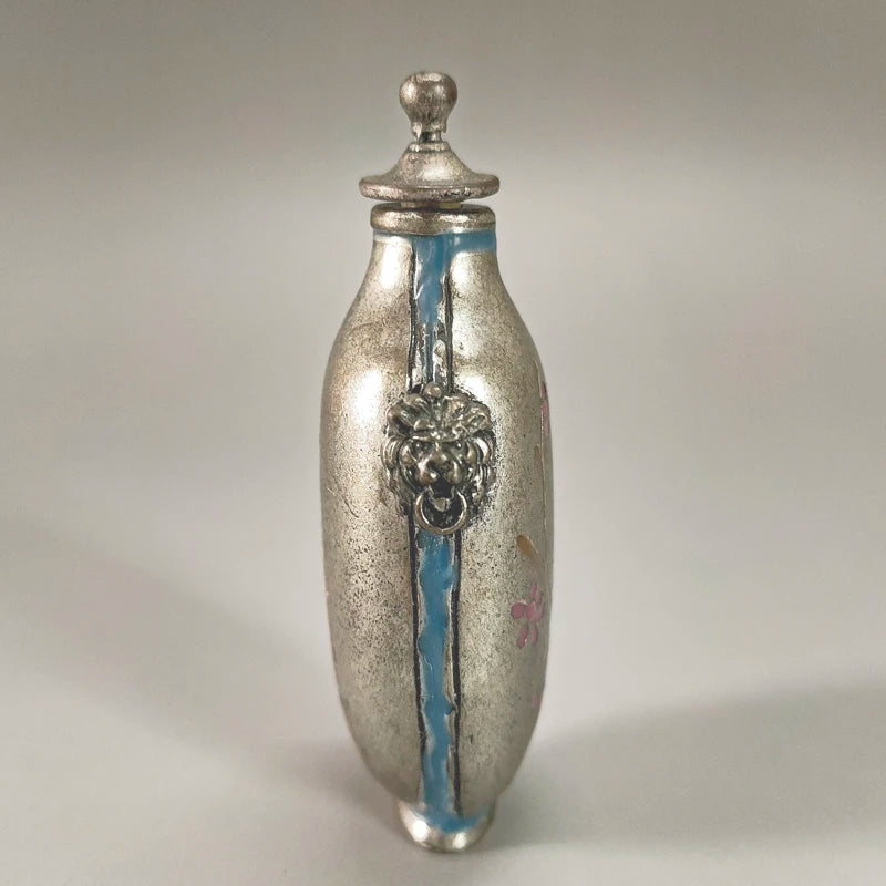 Vintage Miao Silber Pflaumenblüten-Schnupftabakflasche – Asiatische Wohndekoration