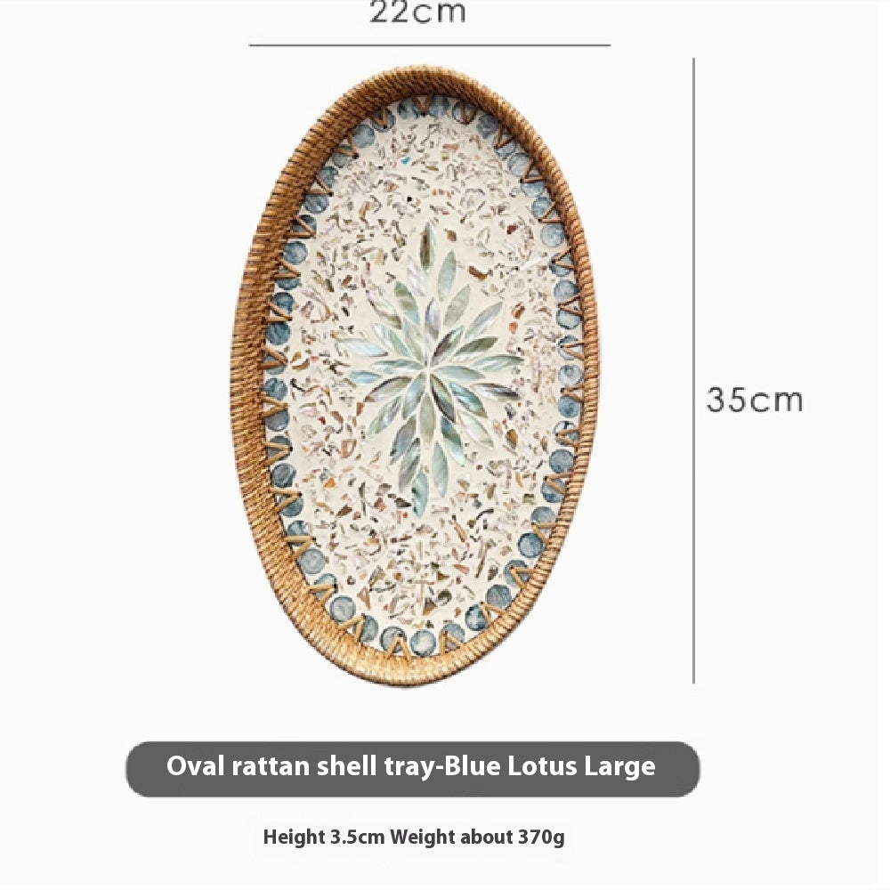 Japanese Rattan Shell Tray For Household Tea