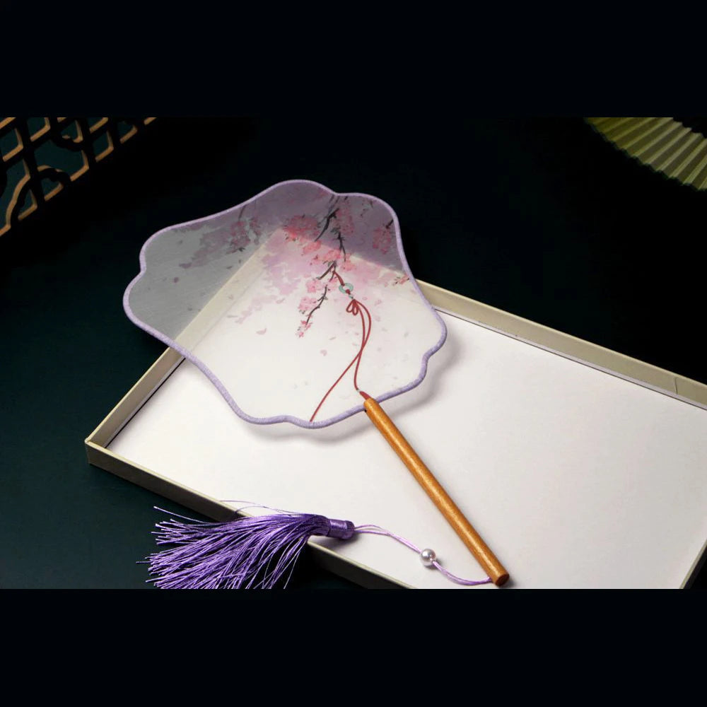New Chinese Vintage Flower Embroidery Round Hand Fan Chinese Palace Hanfu Floral Silk Hand Fan Craft Wedding Gift For Guests New